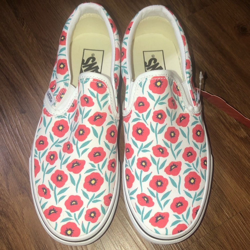Vans floral slip ons